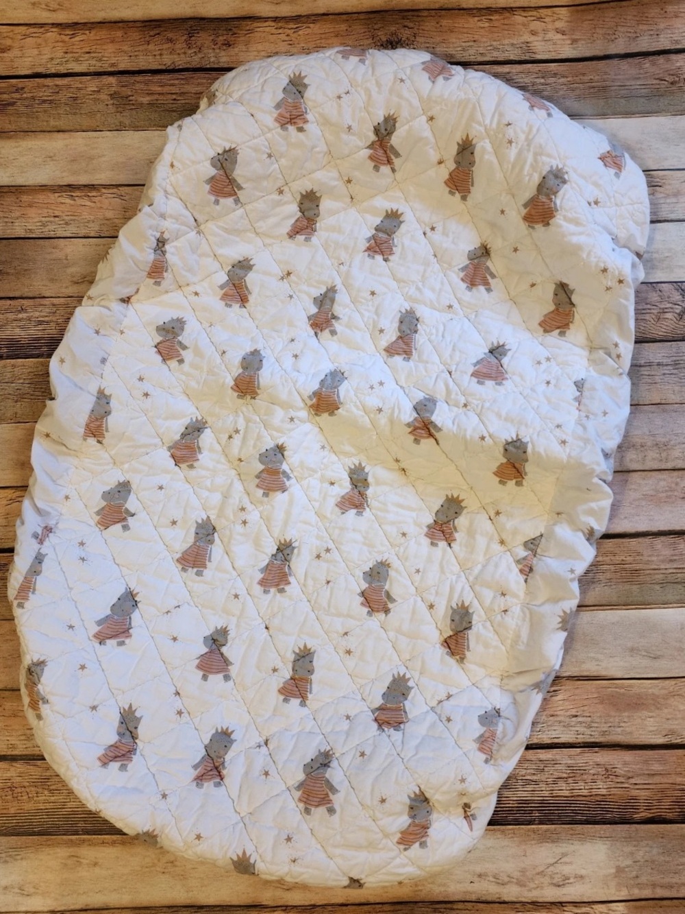 Crate and Barrel Baby Quilted Princess Hippopotamus Print Changing Cover